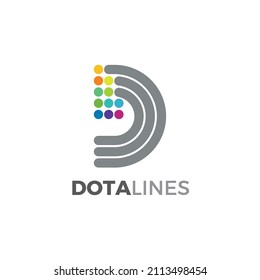 vector illustration of letter D L logo design with dots and lines 