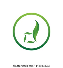 vector illustration letter d with leaf and circle nature icon logo design green color
