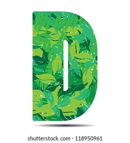 vector illustration letter D in leaves