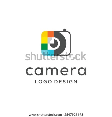 Vector illustration. Letter D photography camera template design