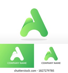 Vector illustration of letter A design template element graphic, in gradient light green color.