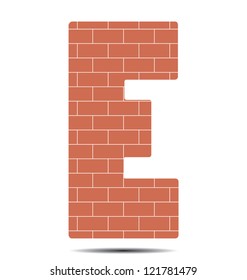 vector illustration letter E in bricks