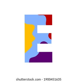 vector illustration of letter "E" with colorful custom model.