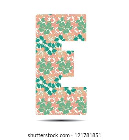 vector illustration letter E in flowers