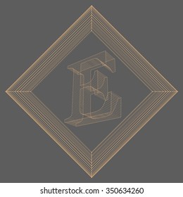 Vector illustration of letter E. Fonts of Mesh polygonal. The structural grid of polygons. Abstract Creative concept vector background. Molecular lattice. Polygonal design style letterhead and