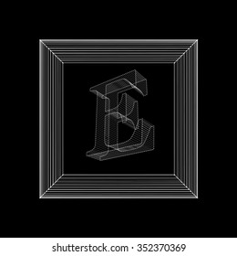 Vector illustration of letter E. Fonts of Mesh polygonal. The structural grid of polygons. Abstract Creative concept vector background. Molecular lattice. Polygonal design style letterhead and