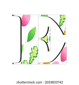 A vector illustration of the letter E with a leaf pattern in september, perfect for educational books, t-shirts, and for other business purposes.