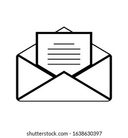 Vector illustration of a letter envelope icon with a white background.eps 10