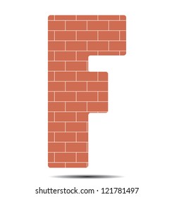 vector illustration letter F in bricks