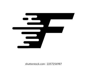 Vector illustration of letter F speed logo design element on white background.