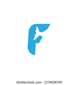 vector illustration of letter F and whale tail for icon, symbol or logo. logo initials F