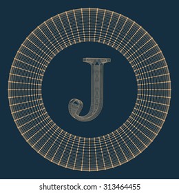 Vector illustration of letter . Fonts of Mesh polygonal. Wire frame contour alphabets. Abstract creative concept vector logo