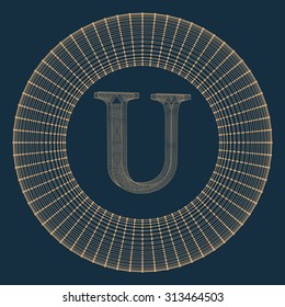 Vector illustration of letter . Fonts of Mesh polygonal. Wire frame contour alphabets. Abstract creative concept vector logo