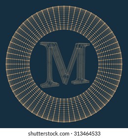 Vector illustration of letter . Fonts of Mesh polygonal. Wire frame contour alphabets. Abstract creative concept vector logo