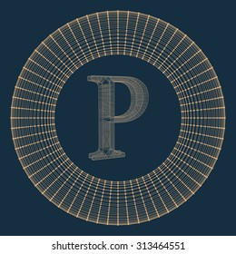 Vector illustration of letter . Fonts of Mesh polygonal. Wire frame contour alphabets. Abstract creative concept vector logo