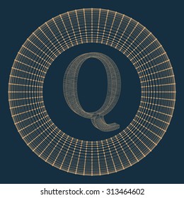 Vector illustration of letter . Fonts of Mesh polygonal. Wire frame contour alphabets. Abstract creative concept vector logo