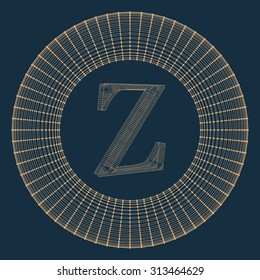 Vector illustration of letter . Fonts of Mesh polygonal. Wire frame contour alphabets. Abstract creative concept vector logo