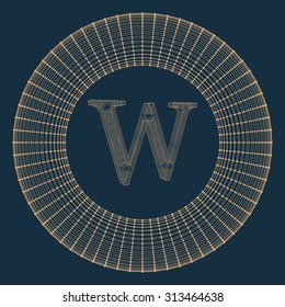 Vector illustration of letter . Fonts of Mesh polygonal. Wire frame contour alphabets. Abstract creative concept vector logo