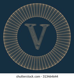 Vector illustration of letter . Fonts of Mesh polygonal. Wire frame contour alphabets. Abstract creative concept vector logo