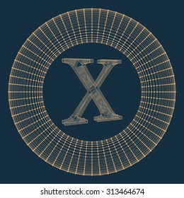 Vector illustration of letter . Fonts of Mesh polygonal. Wire frame contour alphabets. Abstract creative concept vector logo