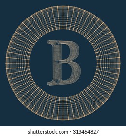 Vector illustration of letter . Fonts of Mesh polygonal. Wire frame contour alphabets. Abstract creative concept vector logo