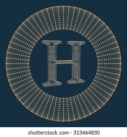 Vector illustration of letter . Fonts of Mesh polygonal. Wire frame contour alphabets. Abstract creative concept vector logo