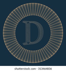 Vector illustration of letter . Fonts of Mesh polygonal. Wire frame contour alphabets. Abstract creative concept vector logo