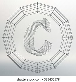 Vector illustration of letter . Fonts of Mesh polygonal. Wire frame contour alphabets. Abstract creative concept vector logo