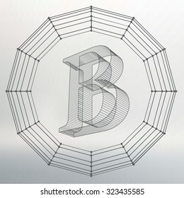 Vector illustration of letter . Fonts of Mesh polygonal. Wire frame contour alphabets. Abstract creative concept vector logo