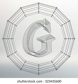 Vector illustration of letter . Fonts of Mesh polygonal. Wire frame contour alphabets. Abstract creative concept vector logo