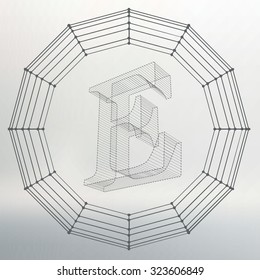 Vector illustration of letter . Fonts of Mesh polygonal. Wire frame contour alphabets. Abstract creative concept vector logo