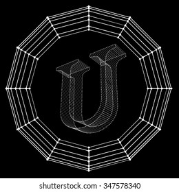 Vector illustration of letter . Fonts of Mesh polygonal. Wire frame contour alphabets. Abstract creative concept vector logo
