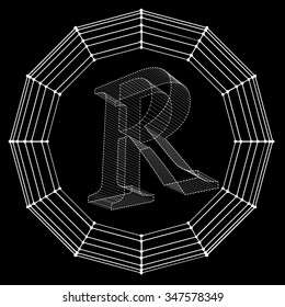 Vector illustration of letter . Fonts of Mesh polygonal. Wire frame contour alphabets. Abstract creative concept vector logo