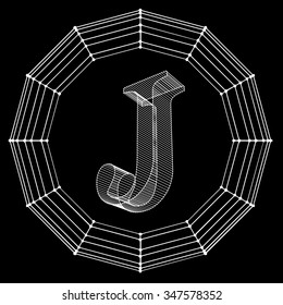 Vector illustration of letter . Fonts of Mesh polygonal. Wire frame contour alphabets. Abstract creative concept vector logo
