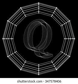 Vector illustration of letter . Fonts of Mesh polygonal. Wire frame contour alphabets. Abstract creative concept vector logo