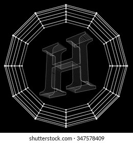 Vector illustration of letter . Fonts of Mesh polygonal. Wire frame contour alphabets. Abstract creative concept vector logo