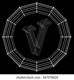 Vector illustration of letter . Fonts of Mesh polygonal. Wire frame contour alphabets. Abstract creative concept vector logo