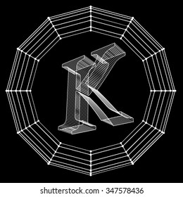 Vector illustration of letter . Fonts of Mesh polygonal. Wire frame contour alphabets. Abstract creative concept vector logo