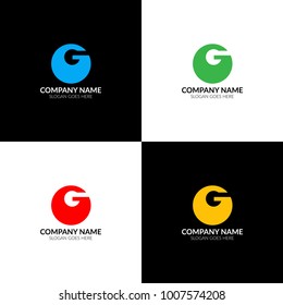  Ilustración vectorial. Letra G en el logotipo de círculo, icono plano y plantilla de diseño vectorial. La letra G logotipo para marca o empresa con texto.