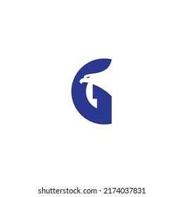 vector illustration of letter G and eagle for icon, symbol or logo. logo initials G