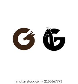 Vector illustration of letter G and giraffe for icon, symbol or logo. letter G . template logo