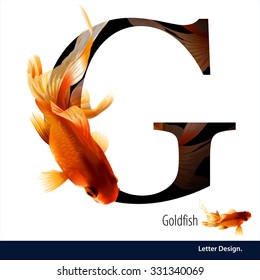 Vector illustration of Letter G is Goldfish alphabet. English abc with animals Education on White background.
