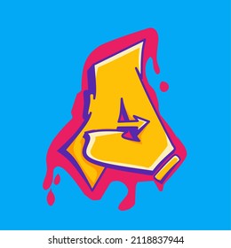 vector illustration of letter A graffiti character, great for merchandise design, such as clothes and more,