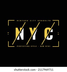 Vector illustration of letter graphic. NYC Newyork city, perfect for designing t-shirts, shirts, hoodies, poster, print etc.