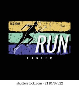 Vector illustration of letter graphic. RUN, perfect for designing t-shirts, shirts, hoodies etc.