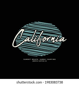 Vector illustration of letter graphics, California, creative clothing, perfect for the design of t-shirts, shirts, hoodies, etc.