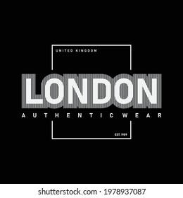 Vector illustration of letter graphics, London, creative clothing, perfect for the design of t-shirts, shirts, hoodies, etc.