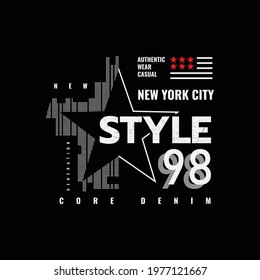 Vector illustration of letter graphics, New york style, creative clothing, perfect for the design of t-shirts, shirts, hoodies, etc.
