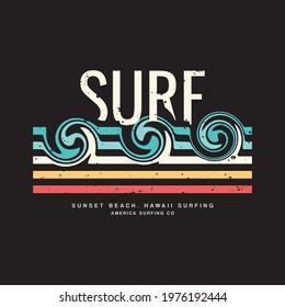 Vector illustration of letter graphics, Surf, creative clothing, perfect for the design of t-shirts, shirts, hoodies, etc.