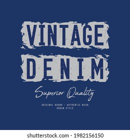 Ilustración vectorial de gráficos de letras, denim de época, ropa creativa, perfecta para el diseño de camisetas, camisas, carteras, etc.